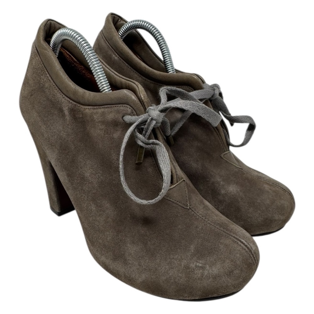 Chie Mihara Olga Gray Suede Lace-Up Booties